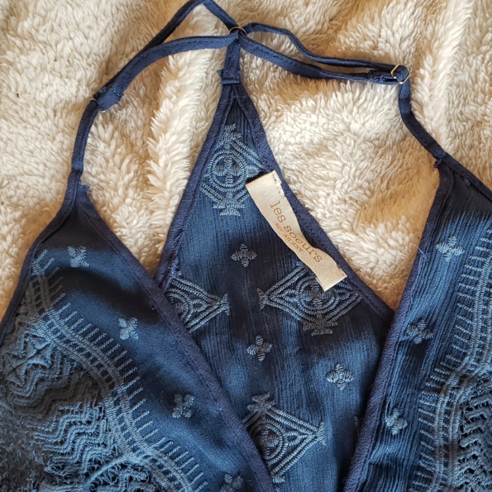 Anthropologie Beautiful Blue Lacey Romper - Picture 3 of 8